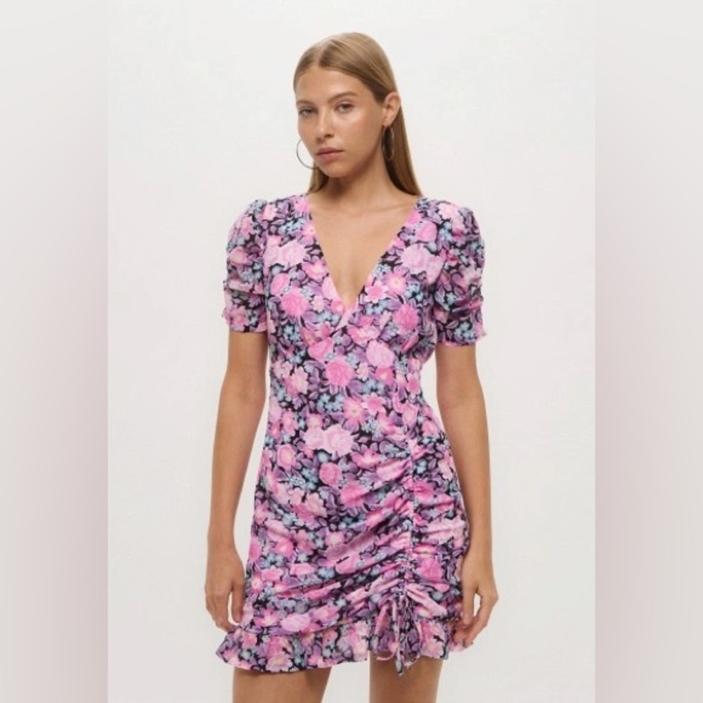 H&M Pink Floral Draped Dress